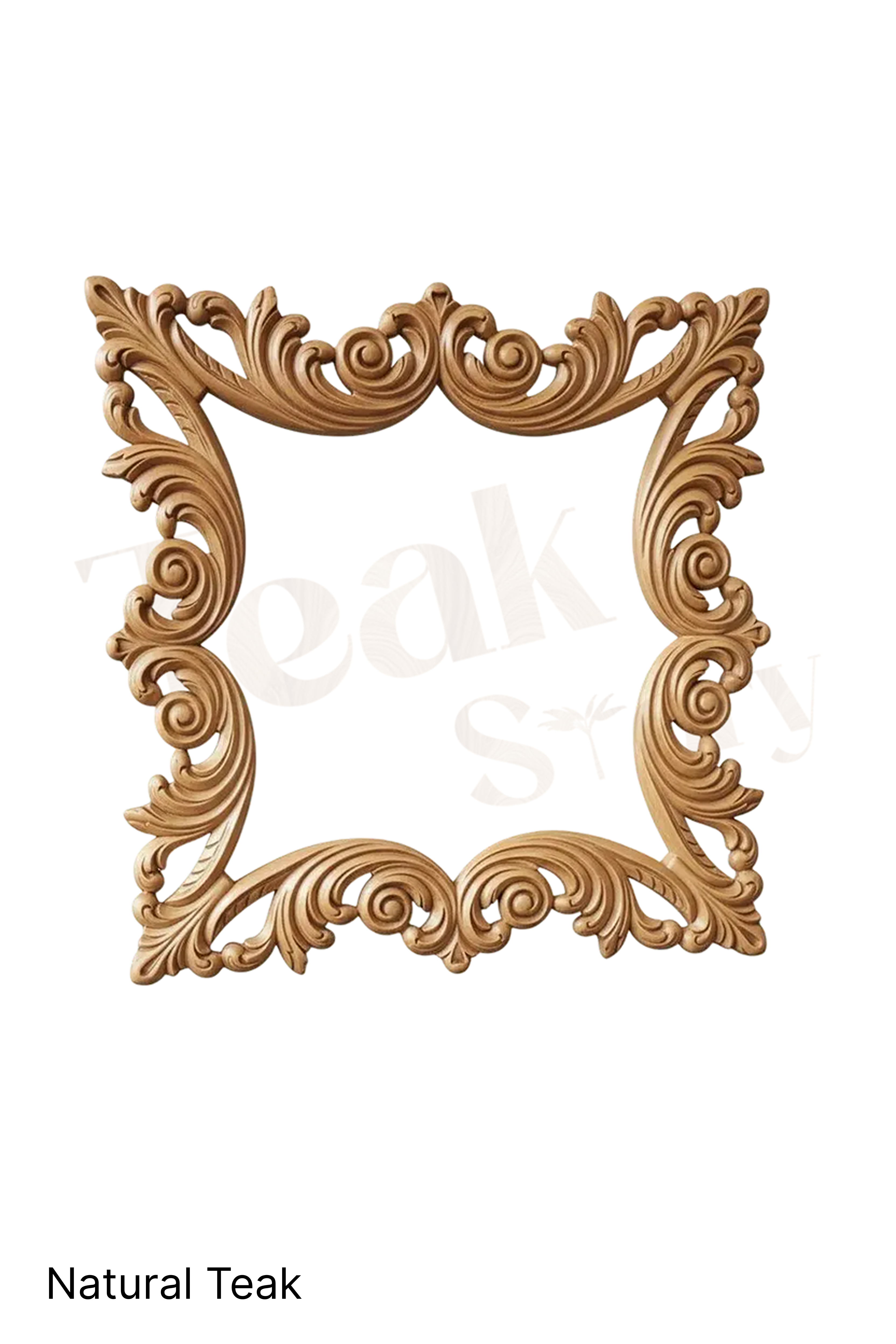 Hand-Carved Ornate Teak Wood Frame Mirror