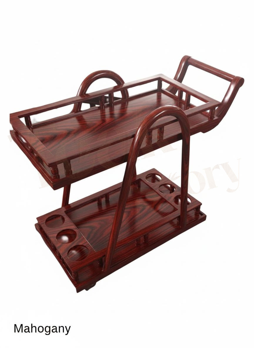 Thumbnail: Solid Teak Wood Rolling Service Bar Cart