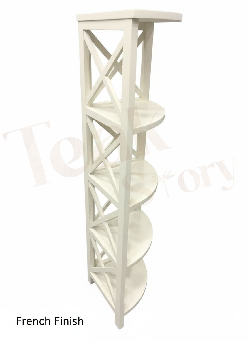 Thumbnail: Solid Teak Wood 4-Tier Folding Corner Bookshelf