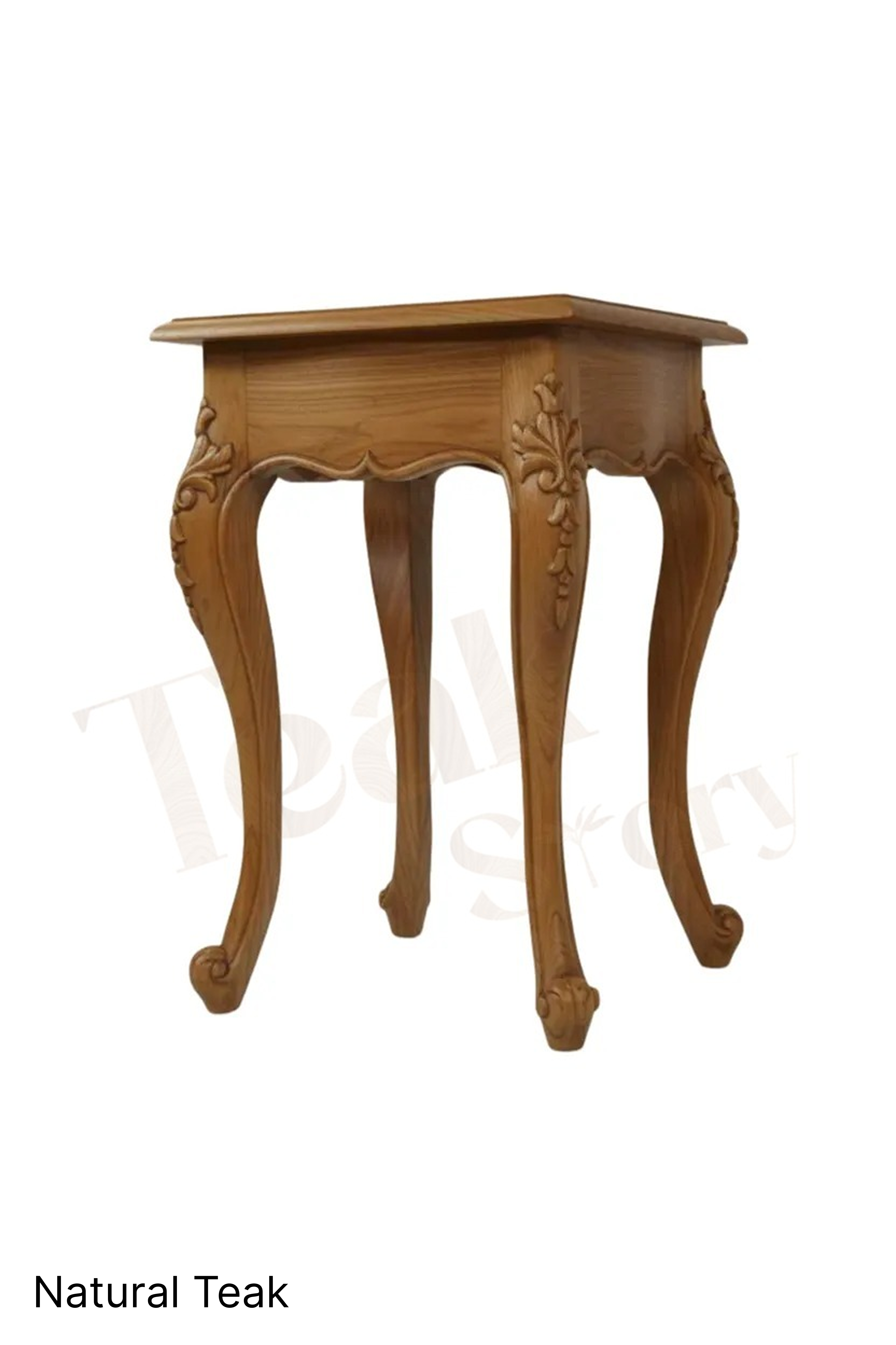 Wooden Twist Hand Carved Teak Side Table