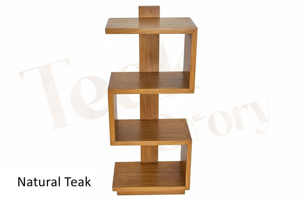 Unique ZigZag Teak Wood 3-Tier Side Table / Book Rack
