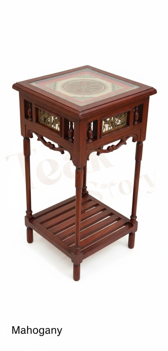 Thumbnail: Handcarved Teak Wood Accent Table