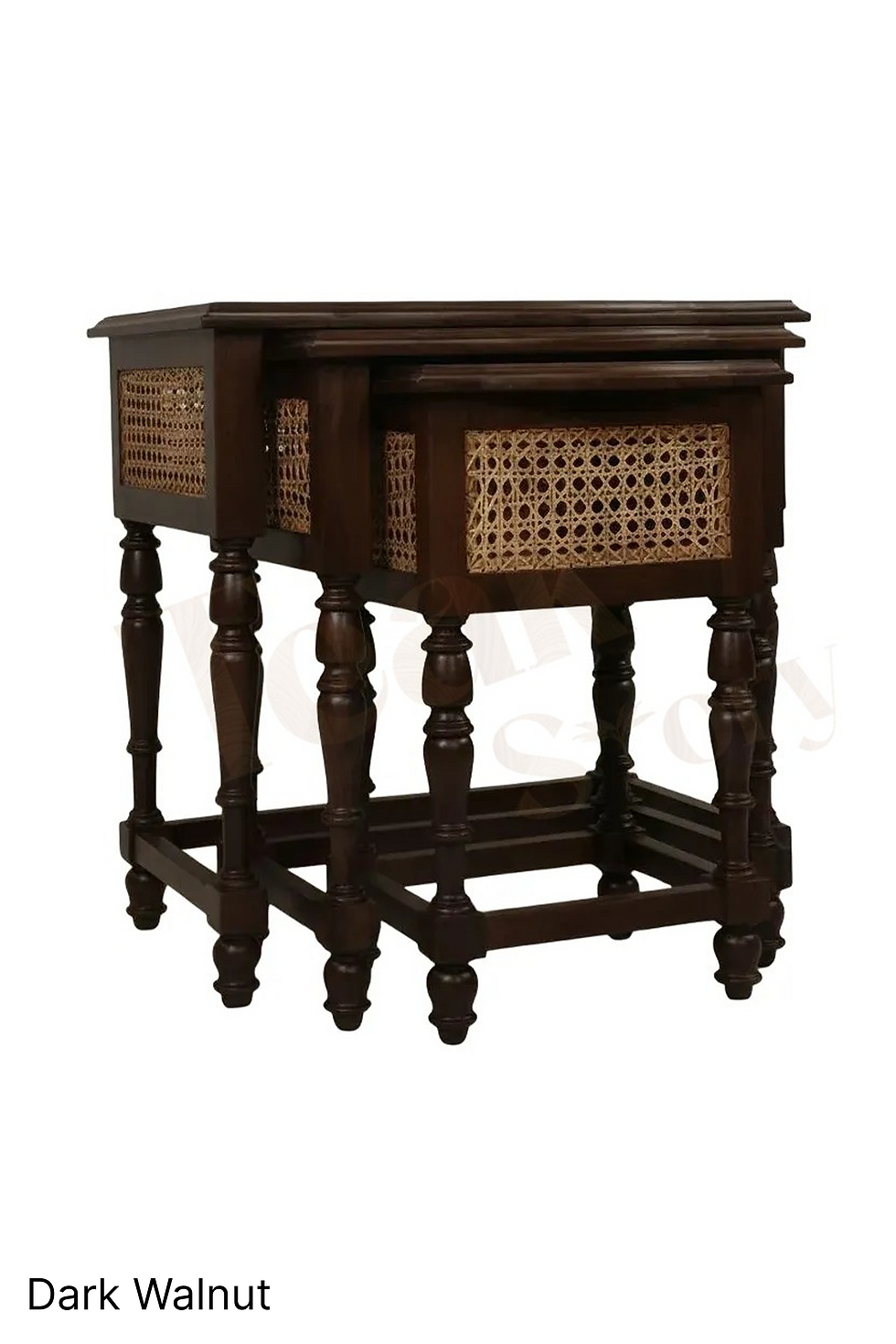 Thumbnail: Thatcher Antique Cane Side Table Set of 3