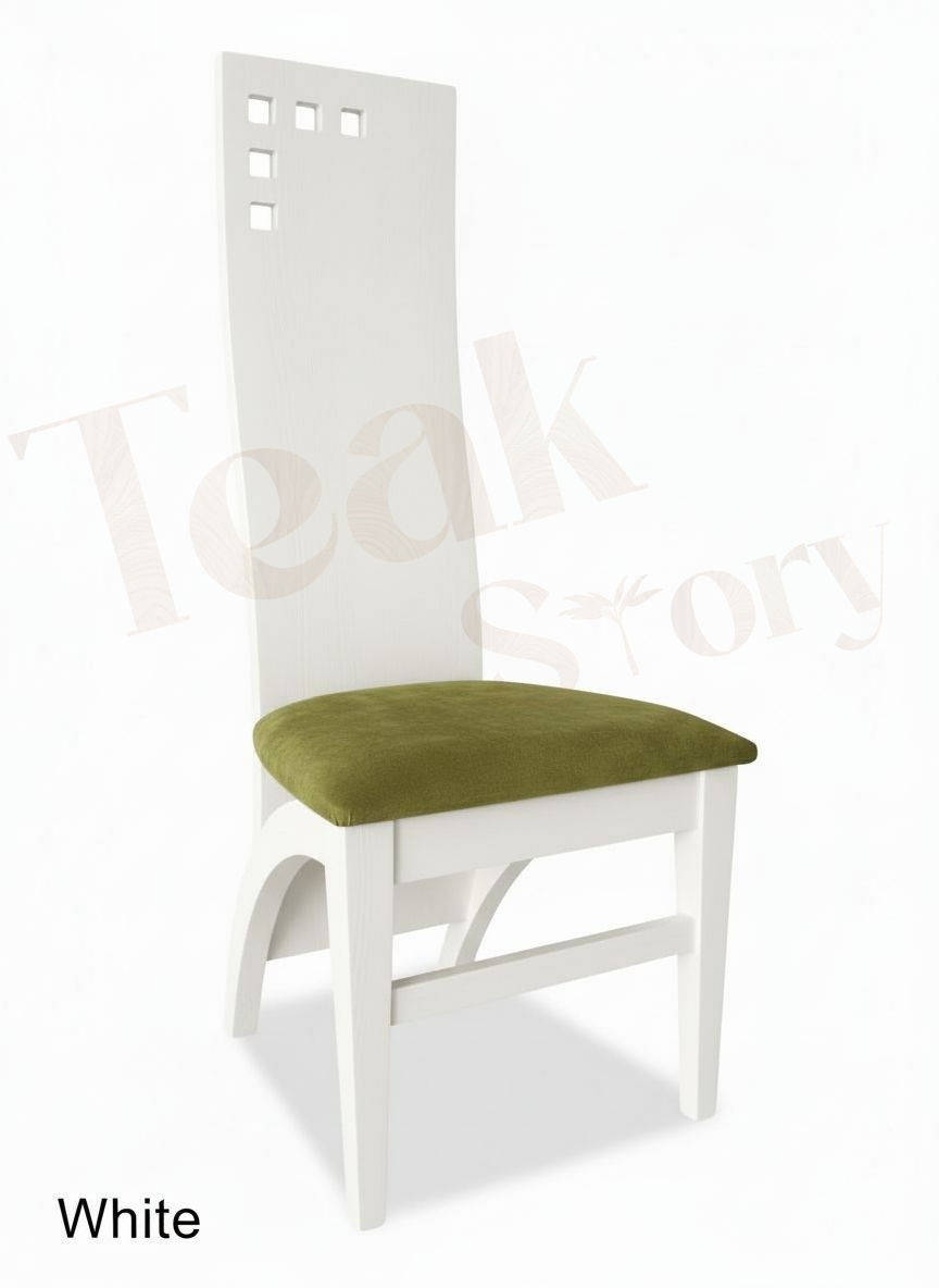 Thumbnail: Modern Solid Teak Wood High-Back Dining Chair