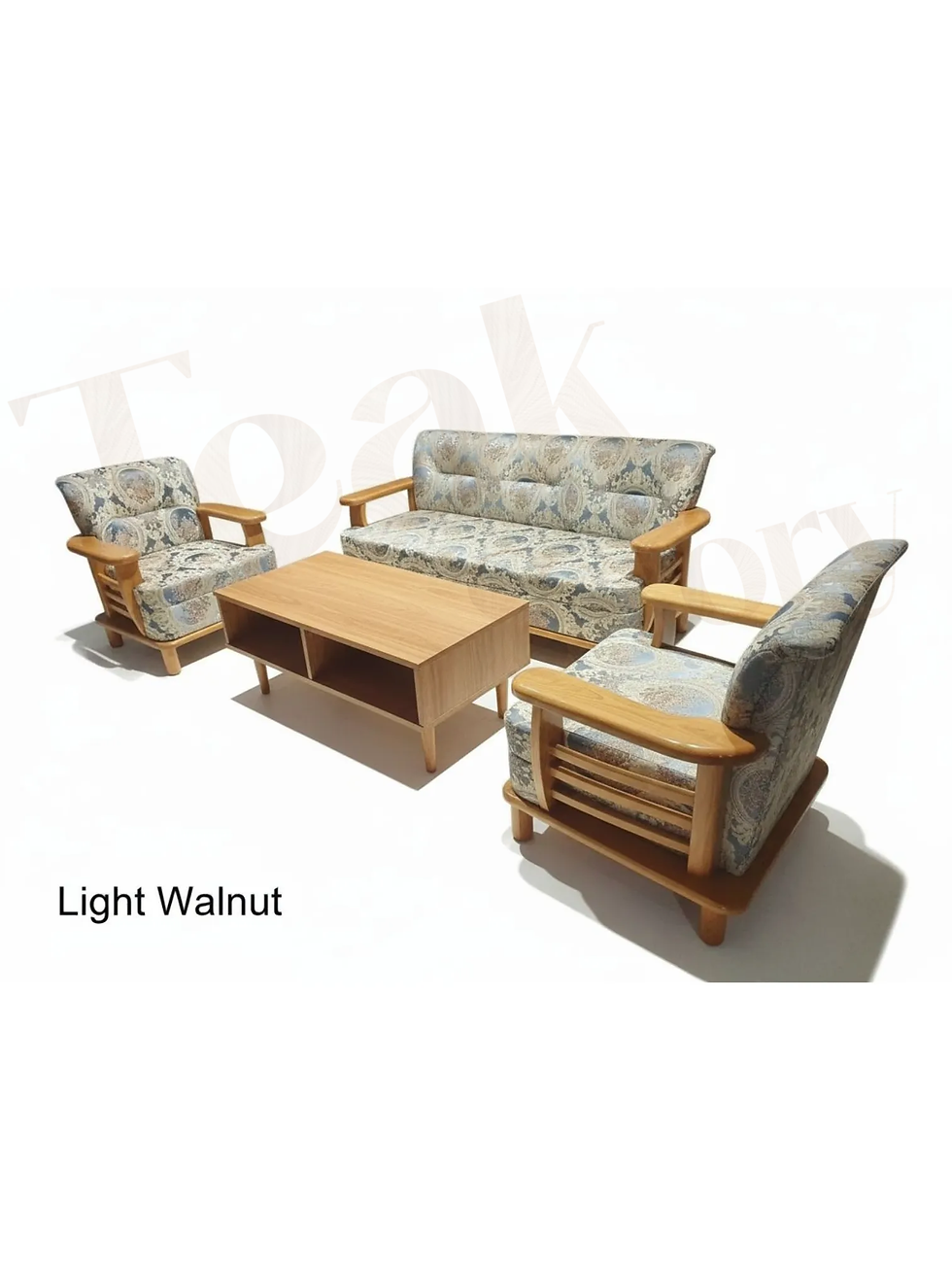 Thumbnail: Handcrafted Solid Teak Wood 5-Seater Sofa Set with Coffee Table