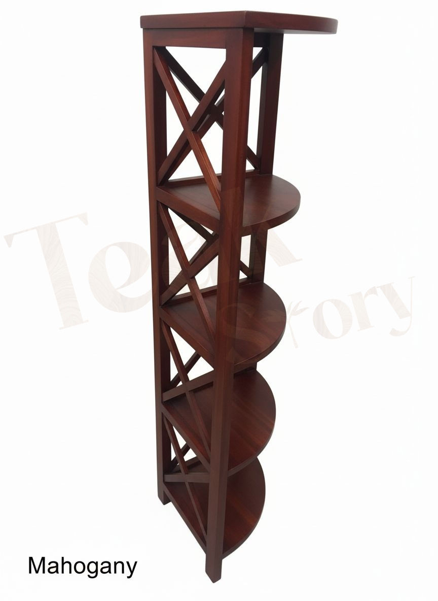 Thumbnail: Solid Teak Wood 4-Tier Folding Corner Bookshelf