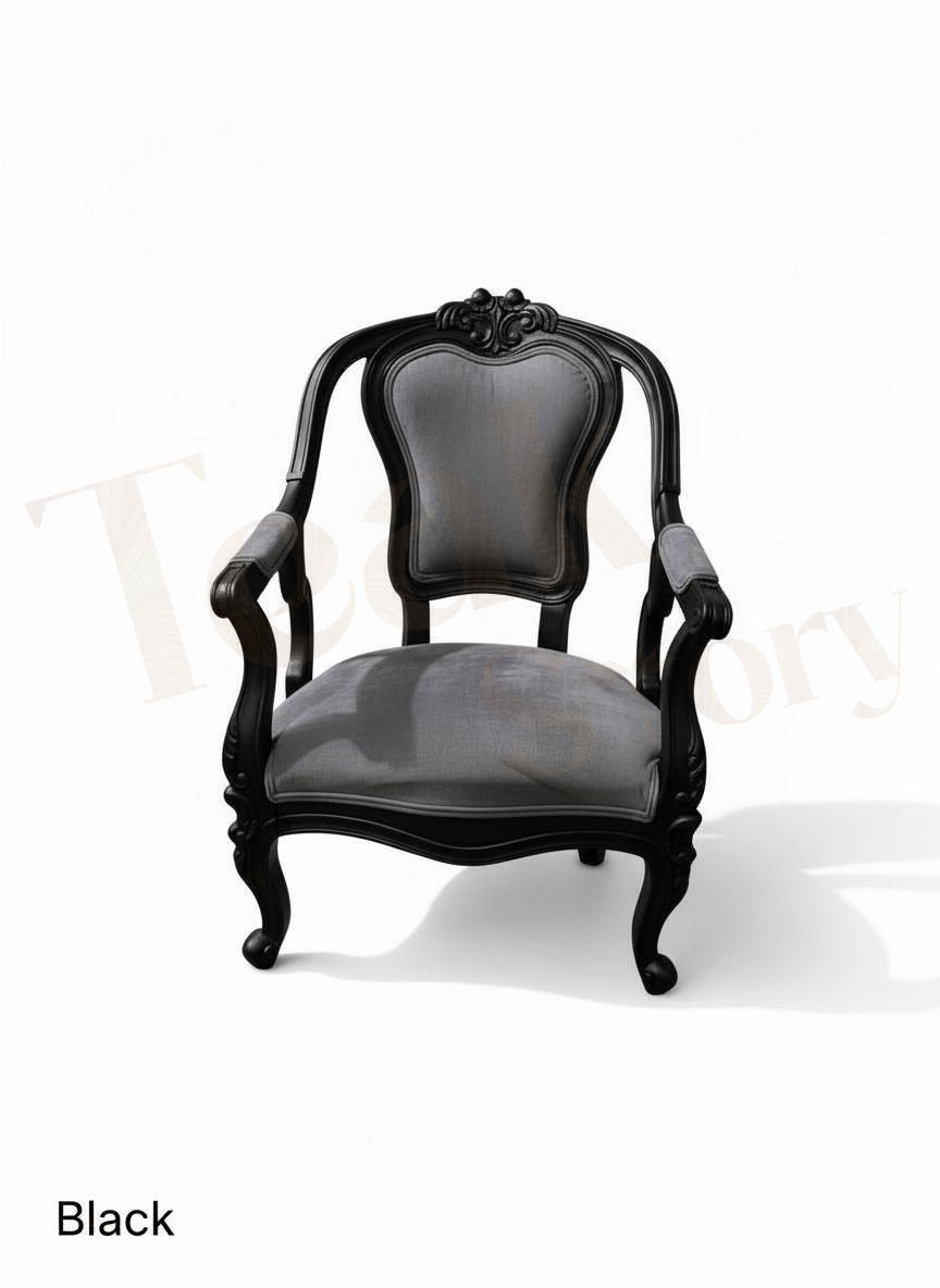 Thumbnail: Hand-Carved Natural Teak French Provincial Accent Chair