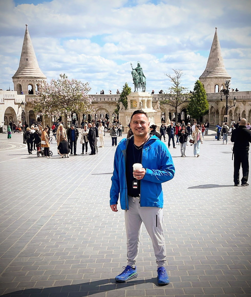 At the spectacular Fisherman's Bastion in Budapest