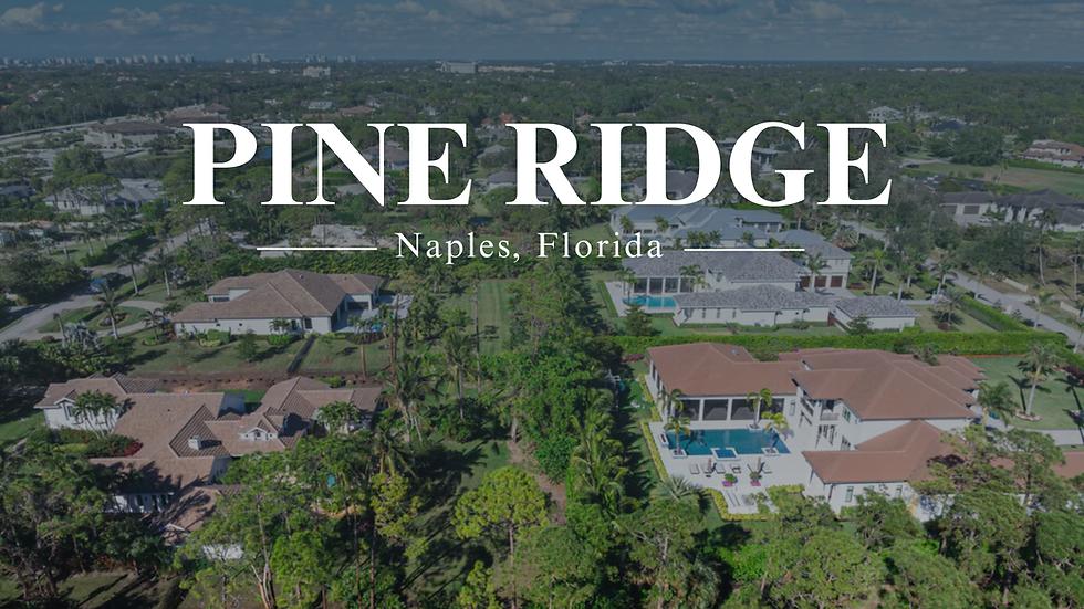 Aerial view of Pine Ridge in Naples, Florida, highlighting luxury estate homes, expansive lots, and one of Southwest Florida's most desirable residential communities.