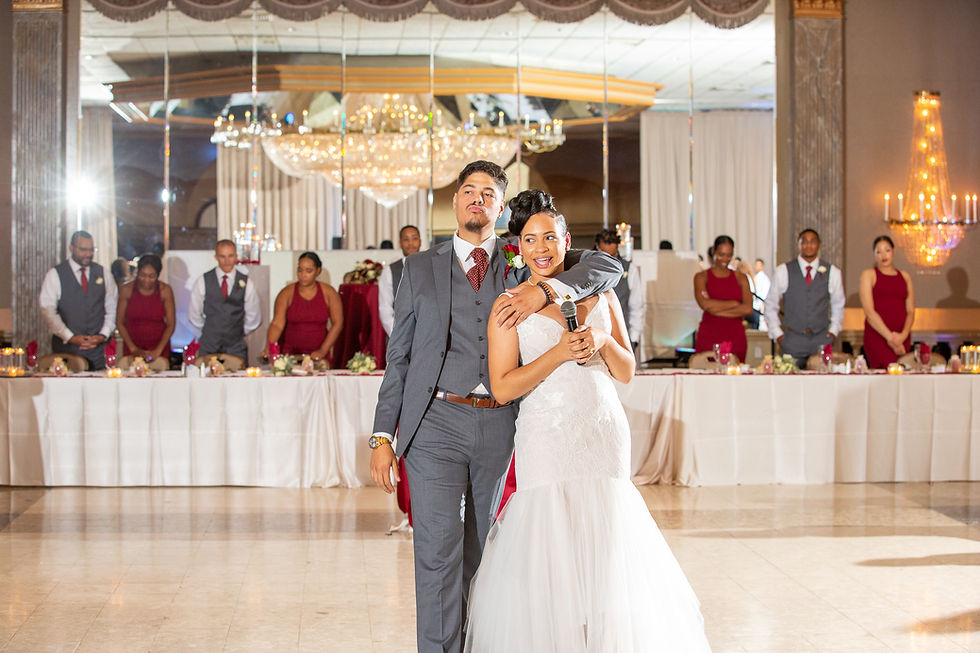 Bride and groom speech during the wedding reception at Martin's Crosswinds in Greenbelt, Maryland.
