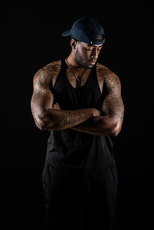 Male fitness model during a studio portrait photography session at Union 206 in Alexandria, Virginia.