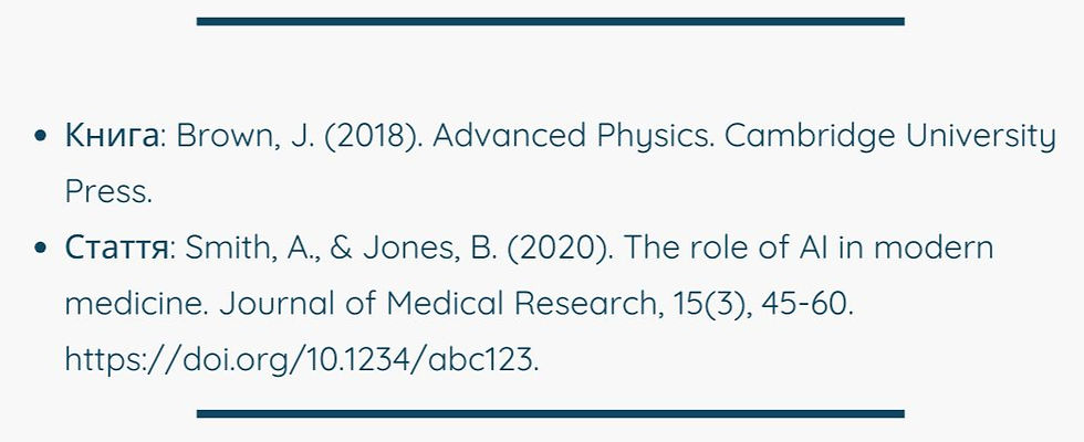 Приклад правильної бібліографії в стилі APA.