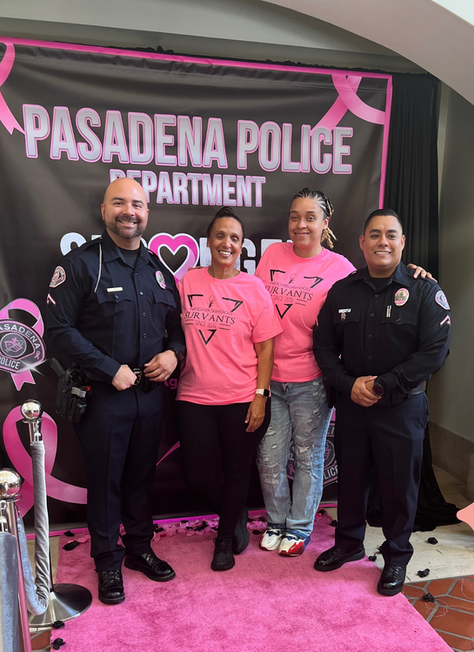 pink patch tshirt launch with Pasadena Police Department for breast cancer awareness