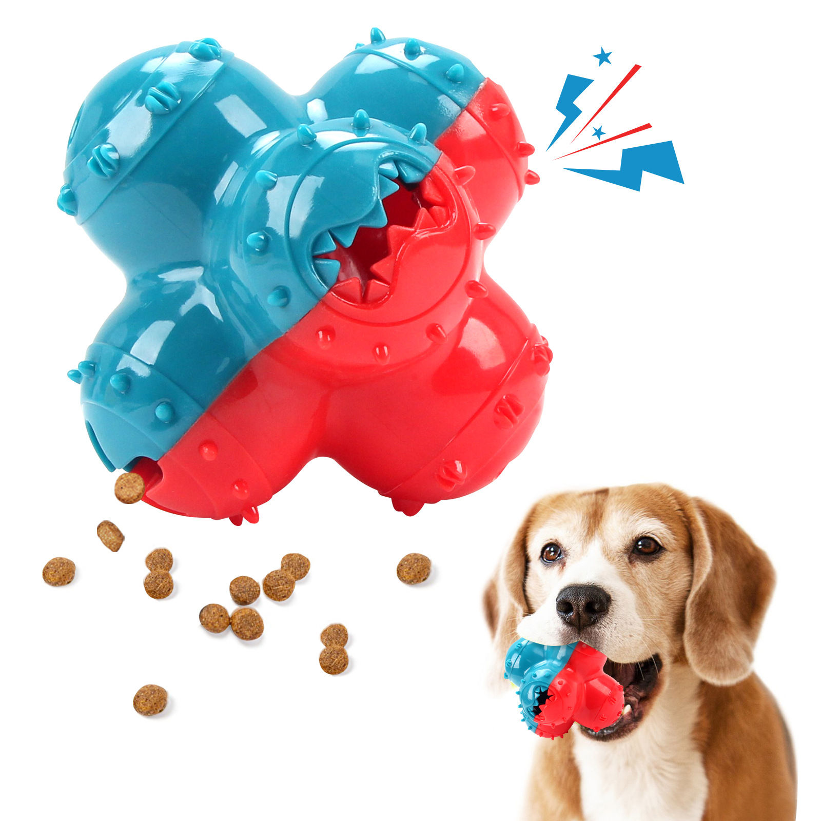 Os cães de estimação fazem sons, brincam com bolas de brinquedo, vazamento de