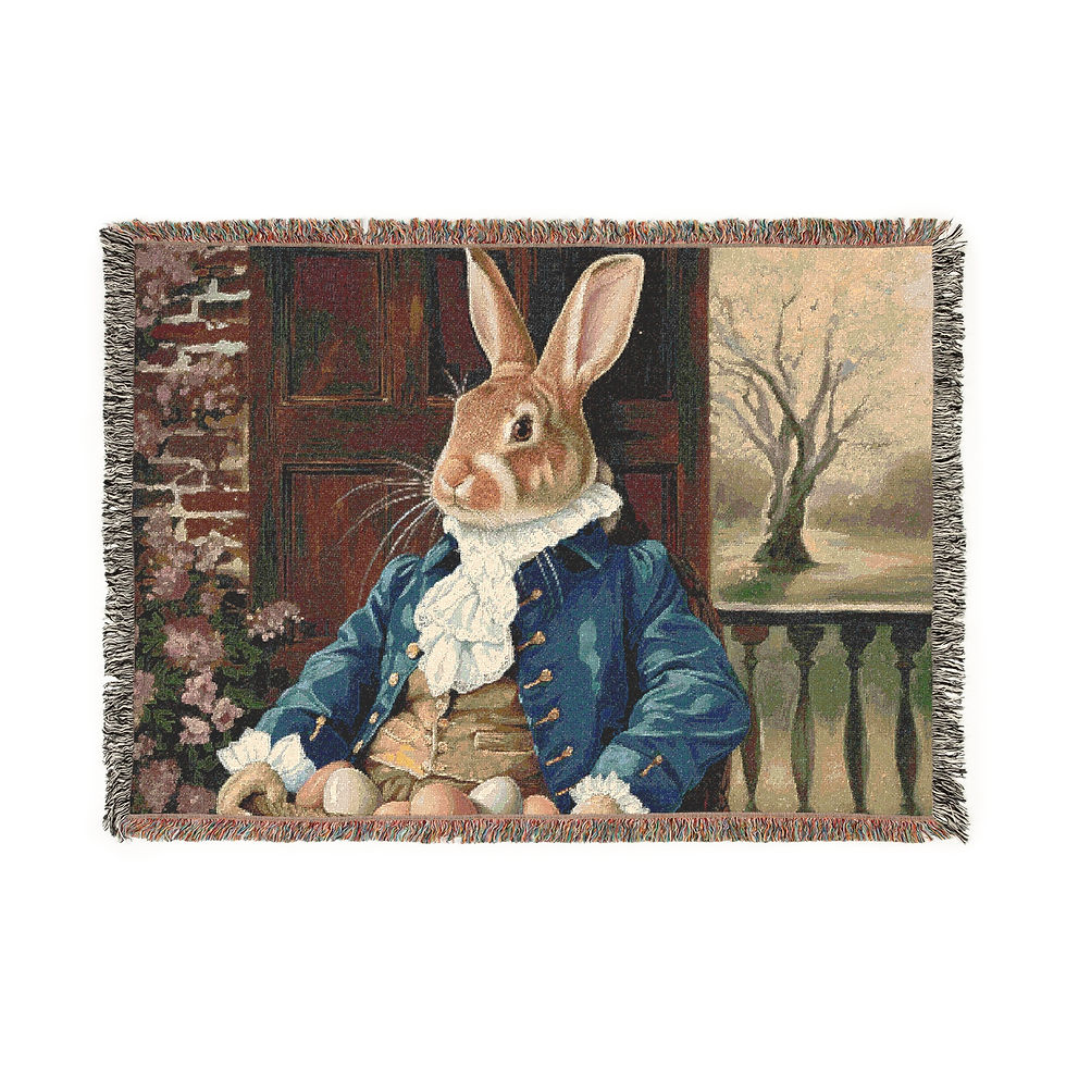 Whimsical Rabbit Tapestry Blanket - Cozy Vintage Home Decor