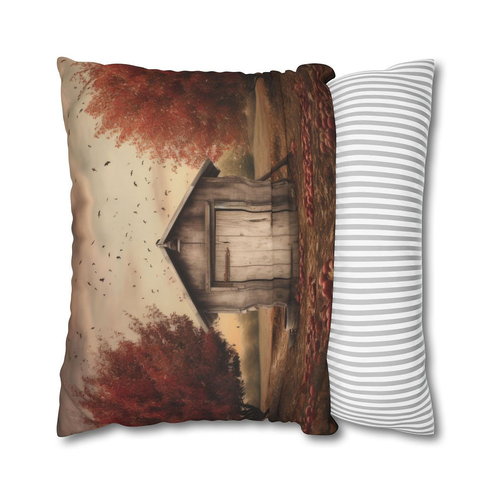 Outhouse in the Orchard Square Poly Canvas Pillowcase