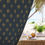 Thumbnail: Gold on Blue Petals Window Curtains (1 Piece)