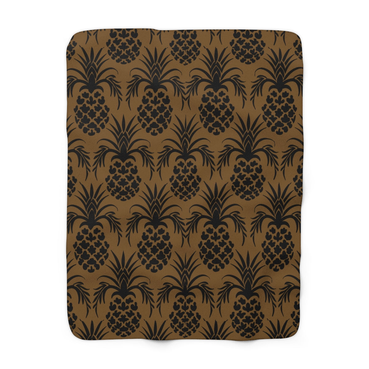 Early American Pineapple Stencils on Brown Sherpa Fleece Blanket