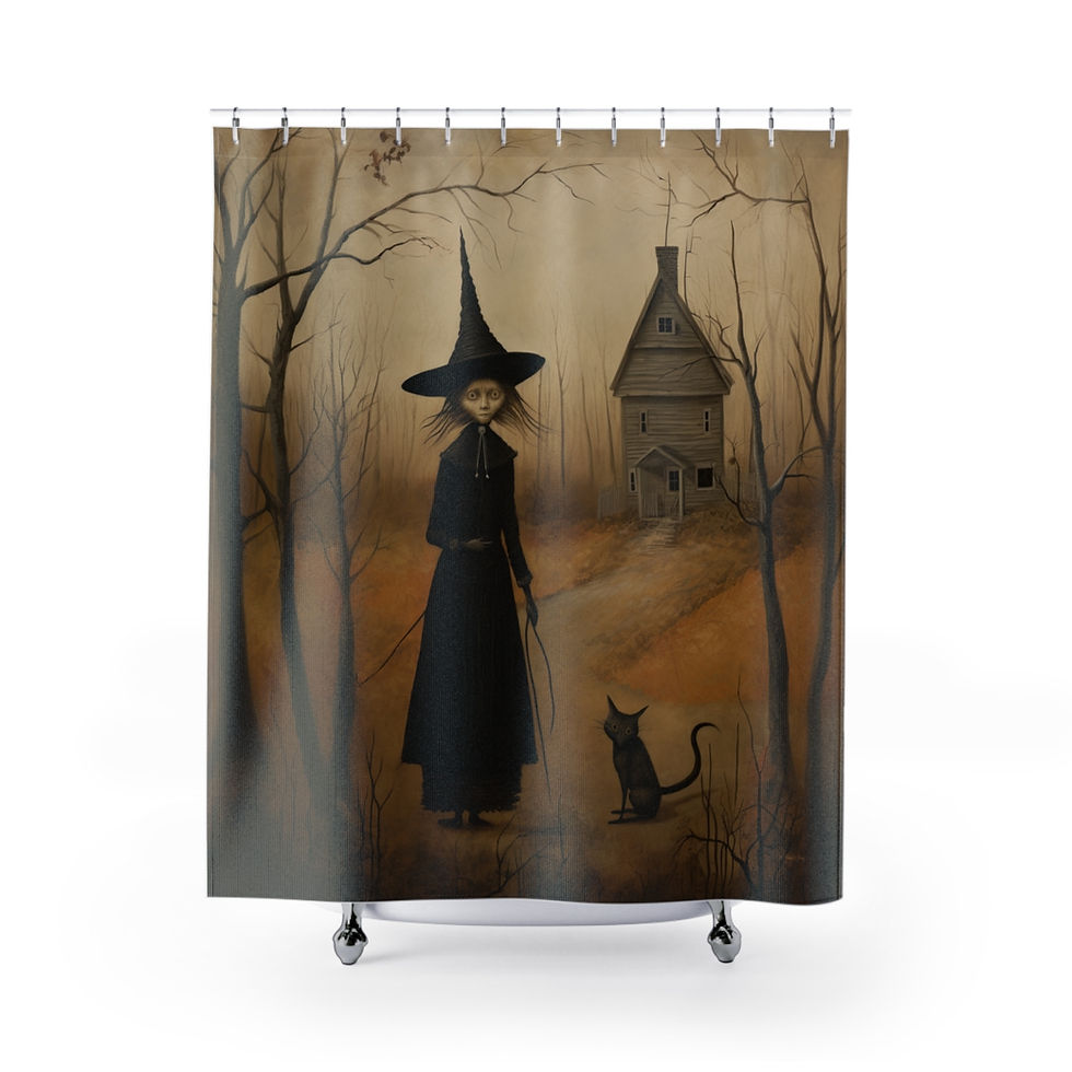 The Witch of Caterbury Lane Shower Curtains