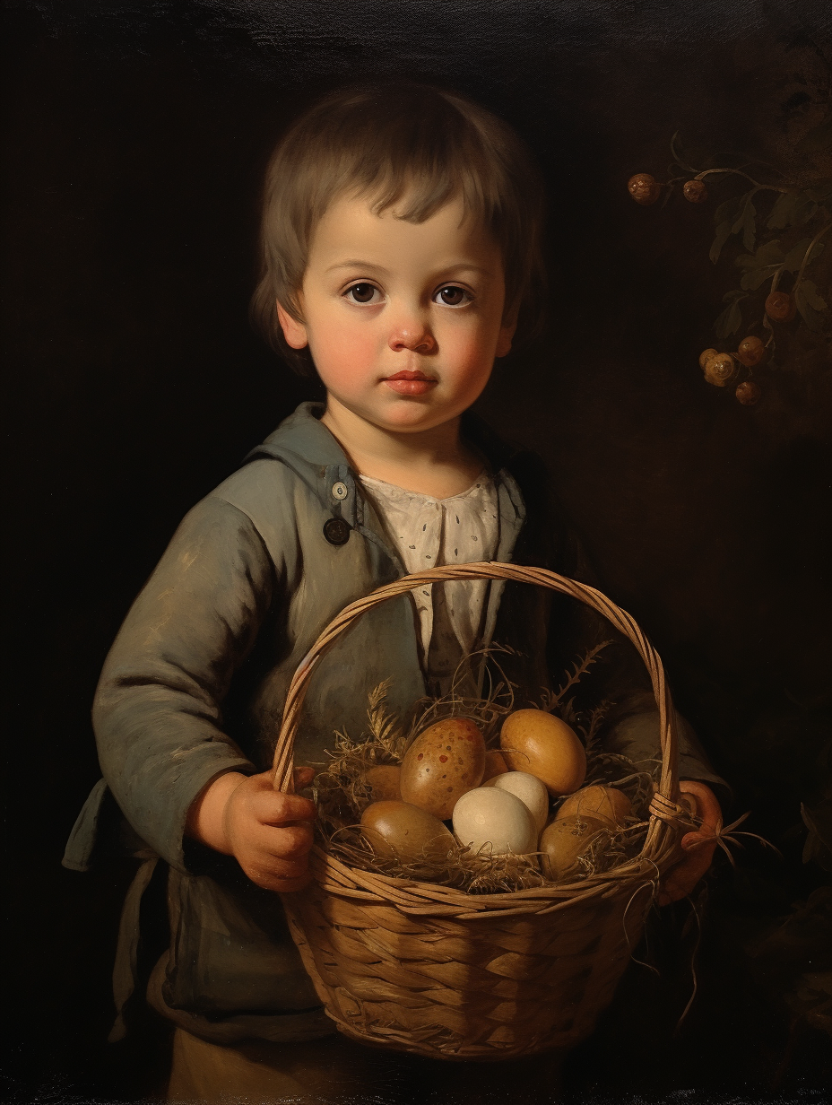 Pick a Portrait, Little Boy with Basket of Eggs