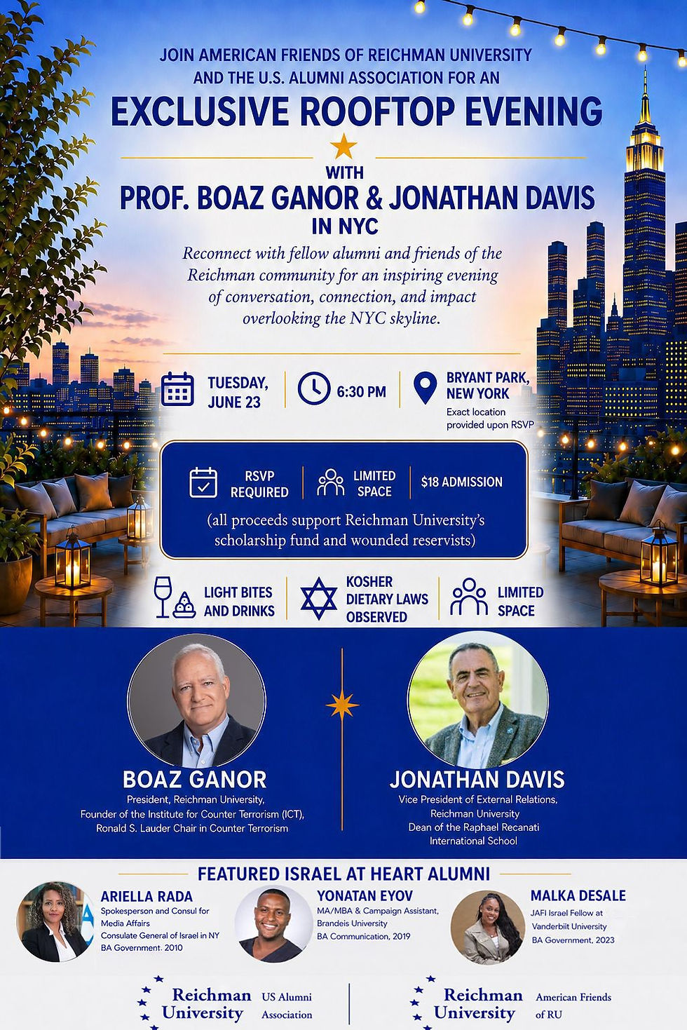 An Exclusive NYC Rooftop Evening with Boaz Ganor & Jonathan Davis for Alumni & Friends