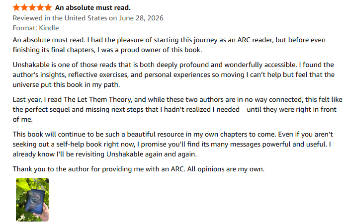 Amazon review for Unshakable