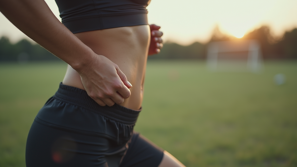 High angle view of a person stretching their hamstring outdoors