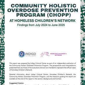 Community Holistic Overdose Prevention Program (CHOPP) at Homeless Children's Network: Findings from July 2024 to June 2025