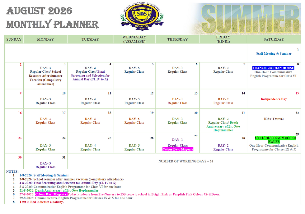 AUGUST 2026 MONTHLY & ASSEMBLY PLANNER