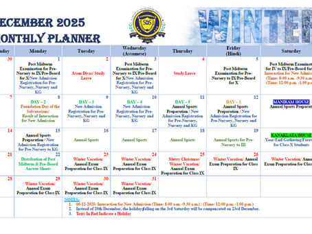 December 2025 Monthly & Assembly Planner