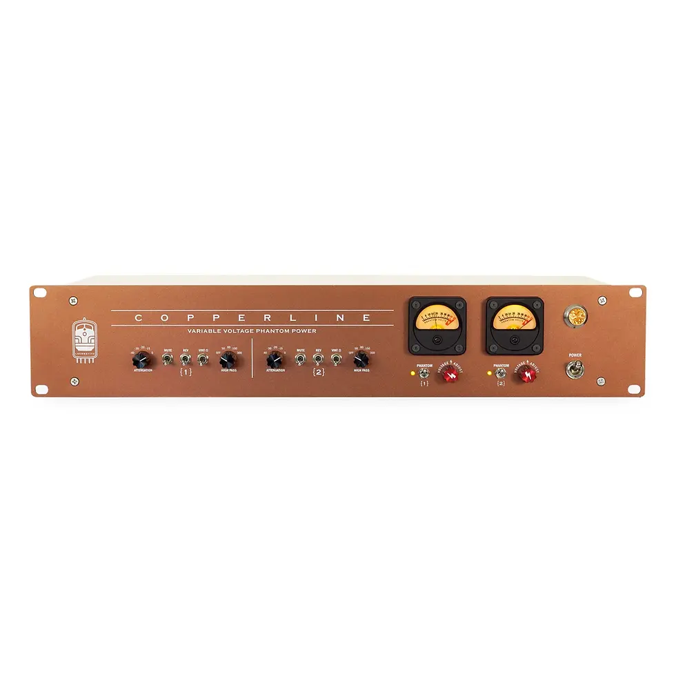 Locomotive Audio Copperline dual-channel variable phantom power signal conditioner front view