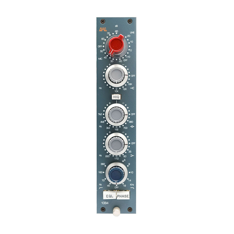 BAE 1023 500 Series mic preamp and EQ module front view with gain and EQ controlsBAE 1023 500 Series mic preamp and EQ module