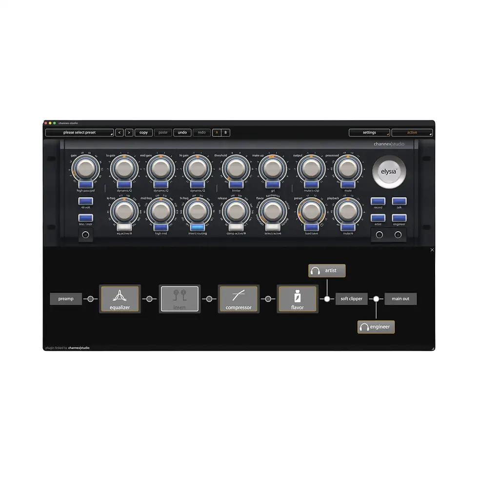 Miniaturebillede: Elysia channex|studio – Class‑A Analog Channel Strip software panel
