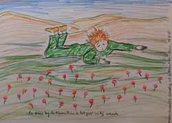 En daar lag de kleine prins in het gras, en hij weende (And there he lay down in the grass and he we
