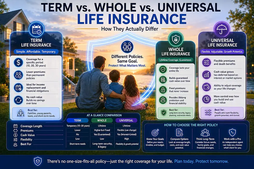 Term vs. Whole vs. Universal Life Insurance: How They Actually Differ