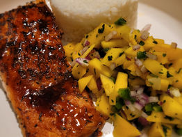 Caribbean Jerk Salmon w/Mango Salsa