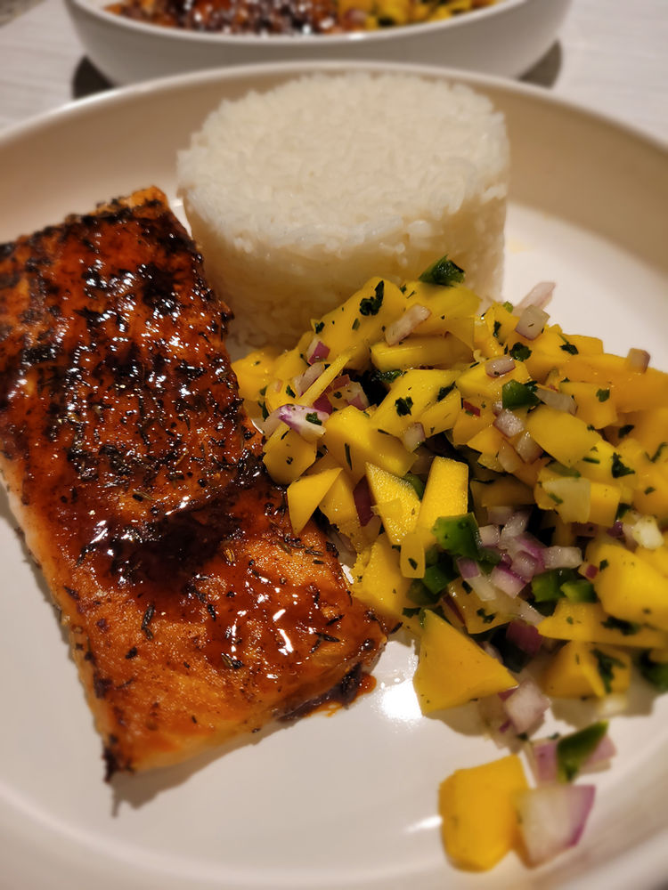 Caribbean Jerk Salmon w/Mango Salsa