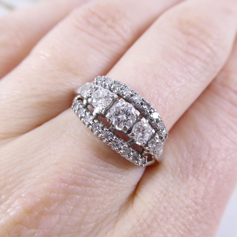 Thumbnail: Diamond Cluster Band Ring in White Gold