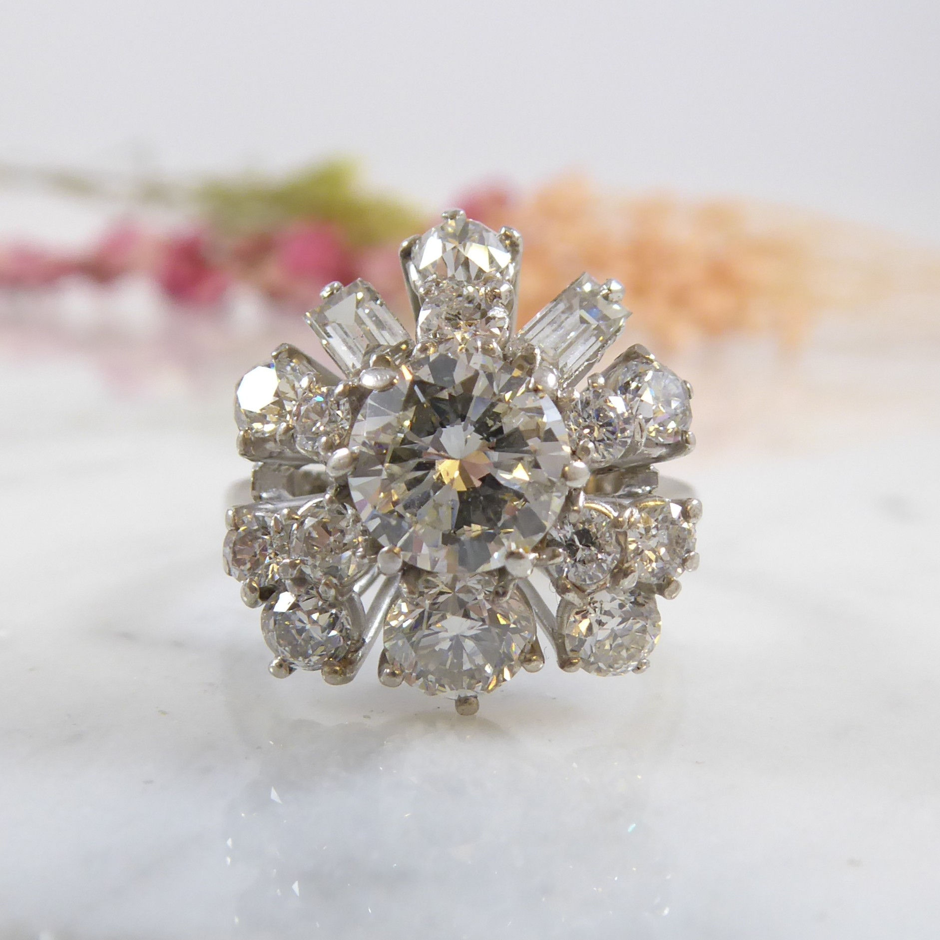 Diamond Cluster Ring in White Gold