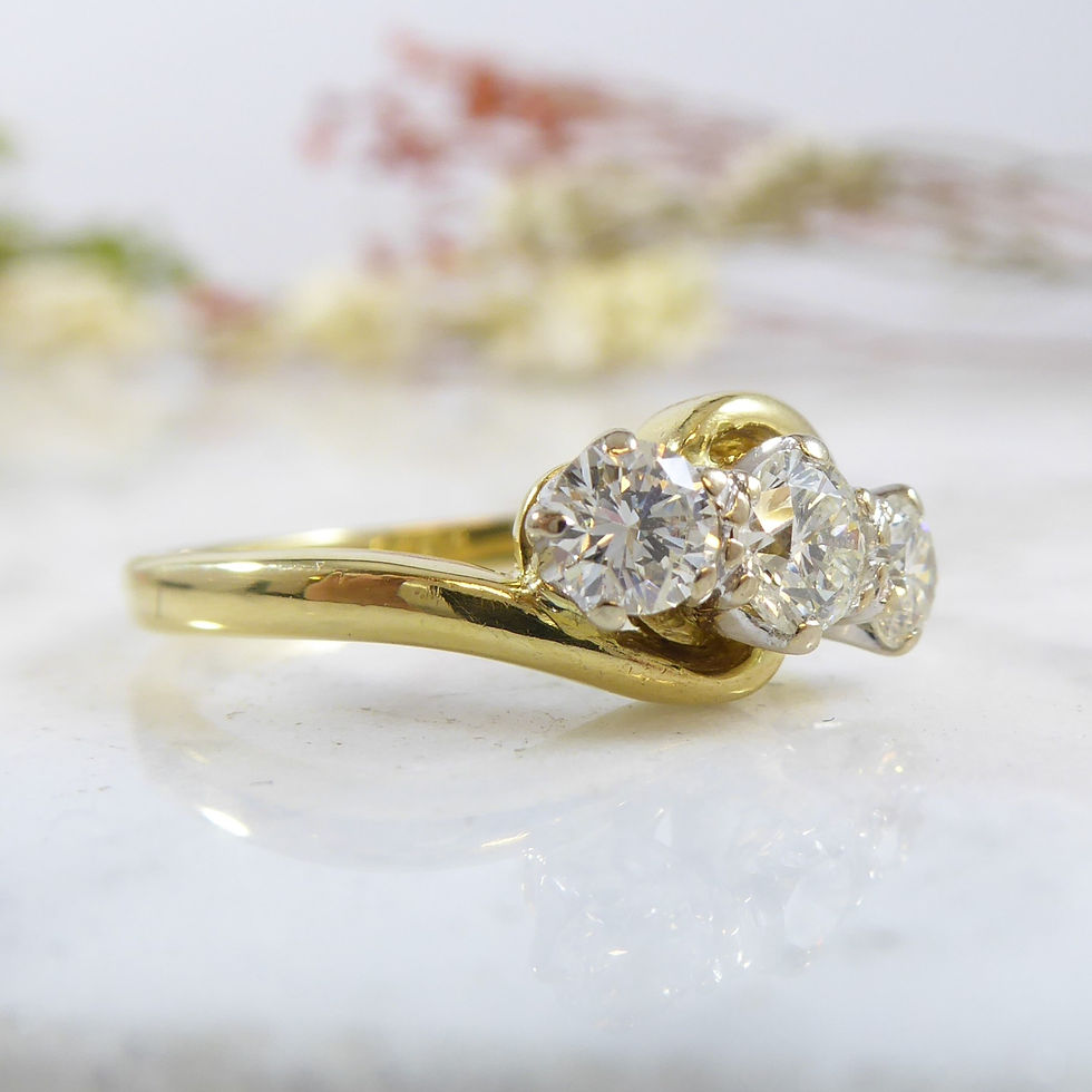 Thumbnail: 1930's style three stone diamond cross over ring