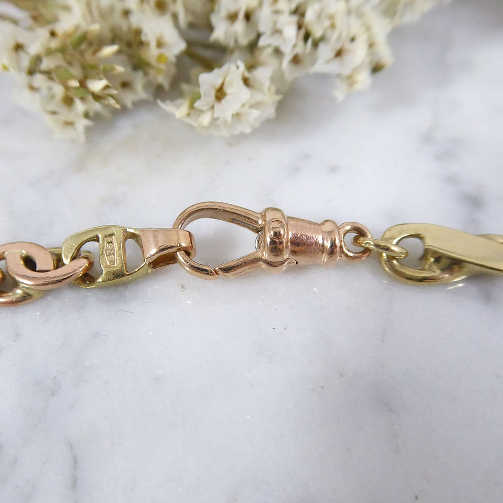 Thumbnail: Fancy Flat Link Bracelet in Rose and Yellow Gold