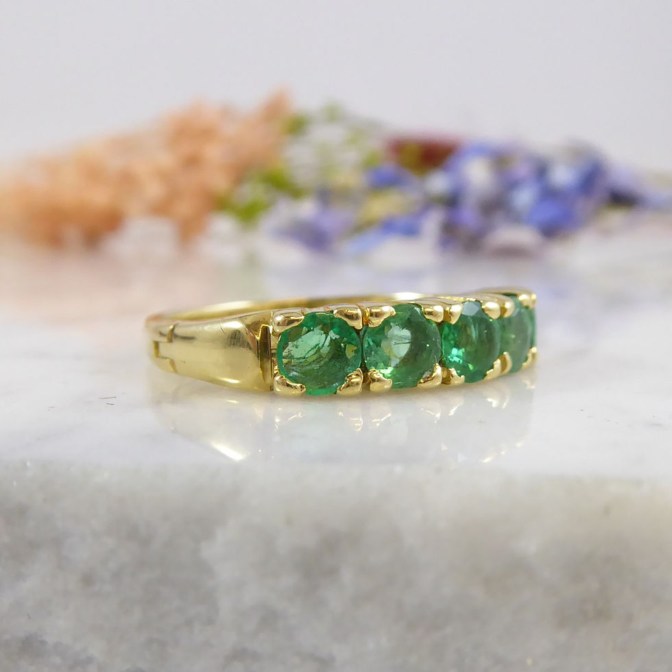 Thumbnail: Emerald Five Stone Ring in Yellow Gold