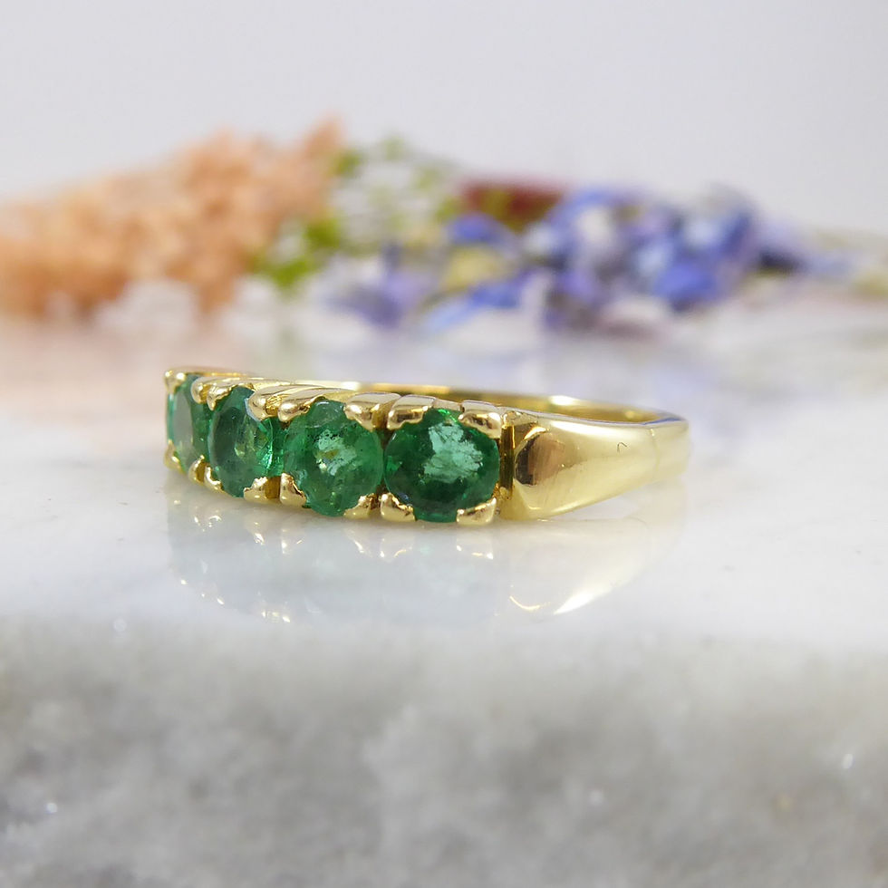 Thumbnail: Emerald Five Stone Ring in Yellow Gold