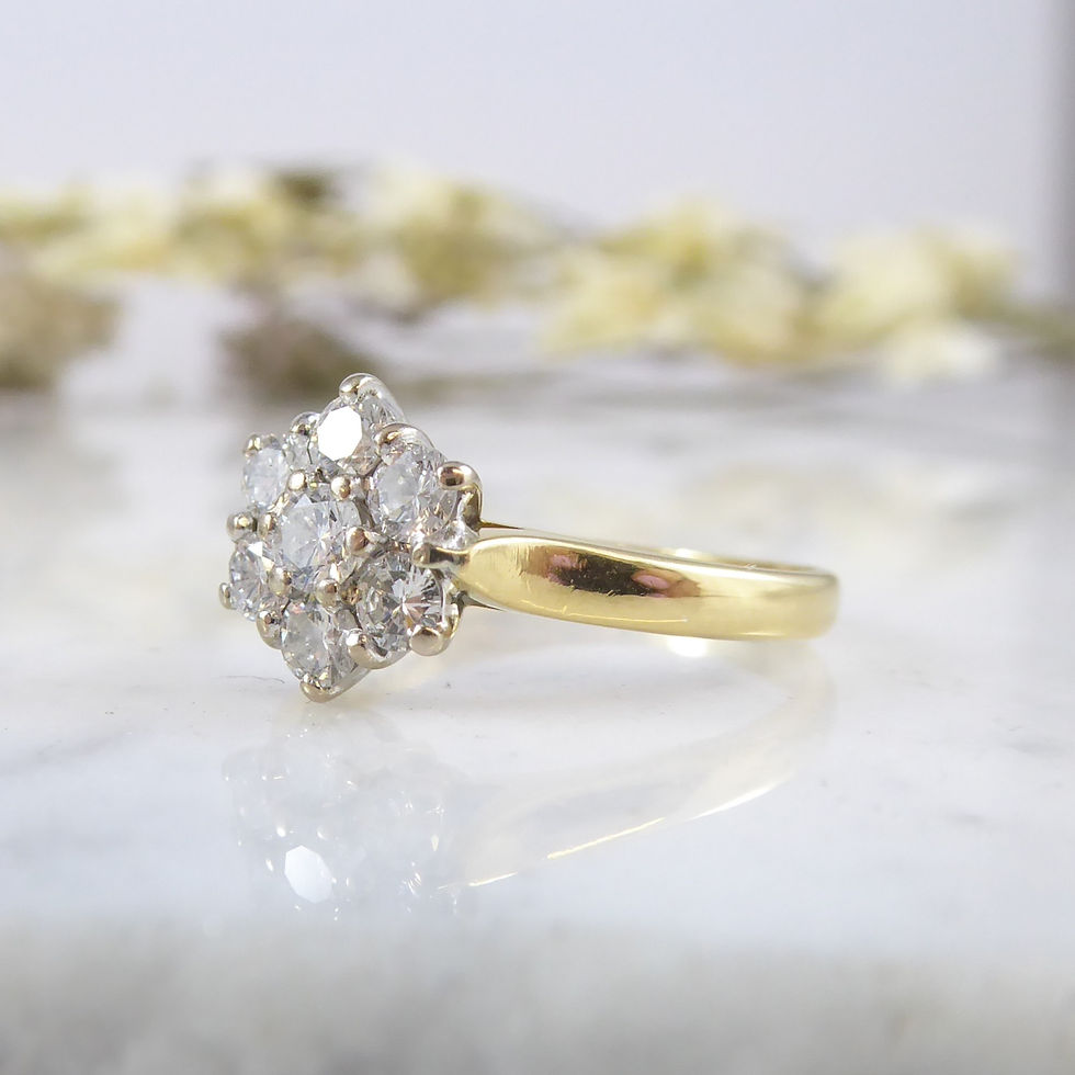 Thumbnail: Diamond Flower Cluster Ring in Yellow Gold