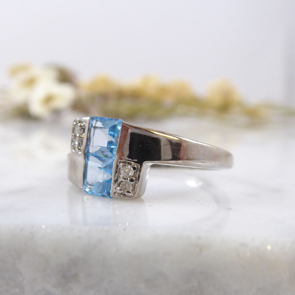 Thumbnail: Topaz and Diamond Ring in White Gold