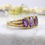 Thumbnail: Antique Style Amethyst Ring in Boat-Shape Design in Yellow Gold