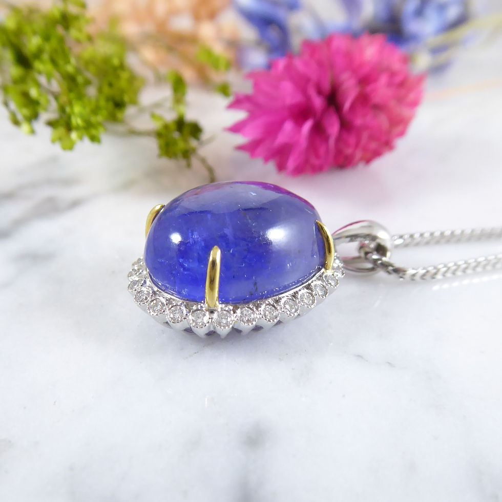 Thumbnail: Tanzanite and Diamond Pendant Necklace in White Gold