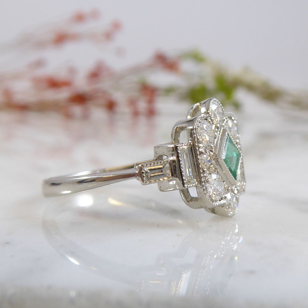 Thumbnail: Emerald and Diamond Cluster Ring in Platinum