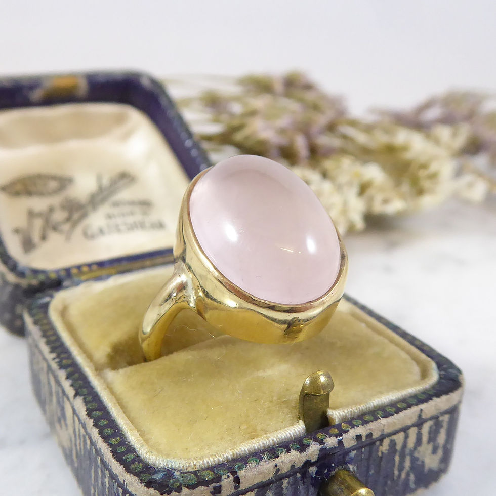 Thumbnail: Rose Quartz Solitaire Ring in Yellow Gold