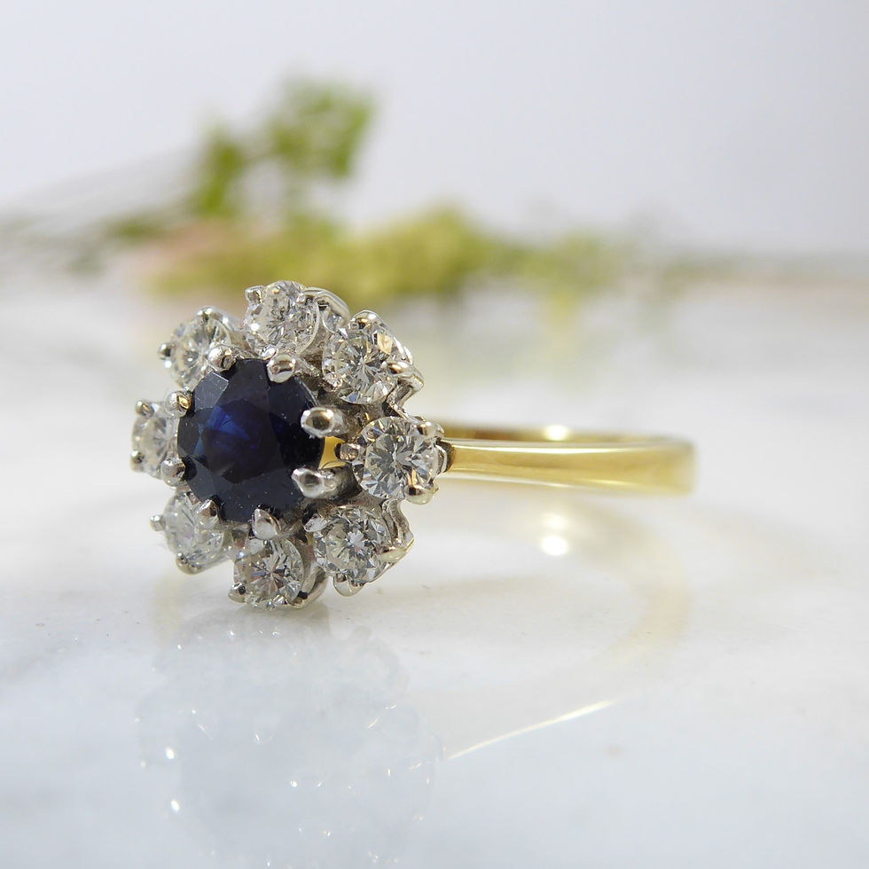 Thumbnail: Sapphire and Diamond Cluster Ring in Yellow Gold